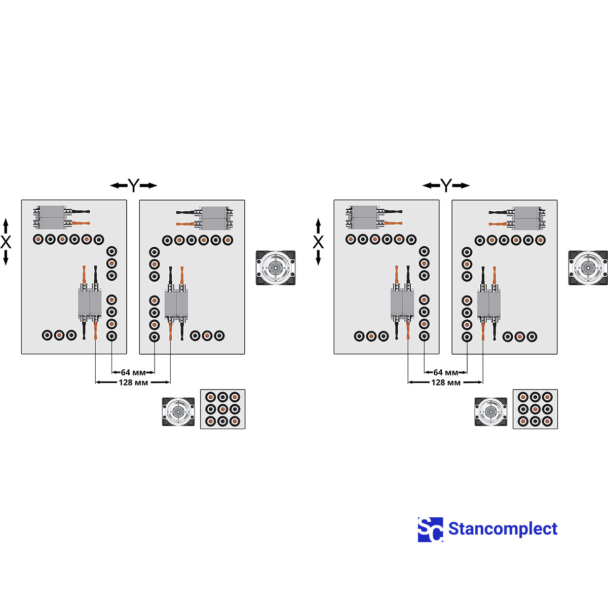 CNC drilling center KD-812ZA with two working tables, six drilling groups and milling with tool change